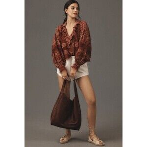 Anthropologie Brown Floral Blouse